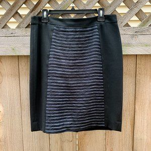 Black Patterned Pencil Skirt, Size M